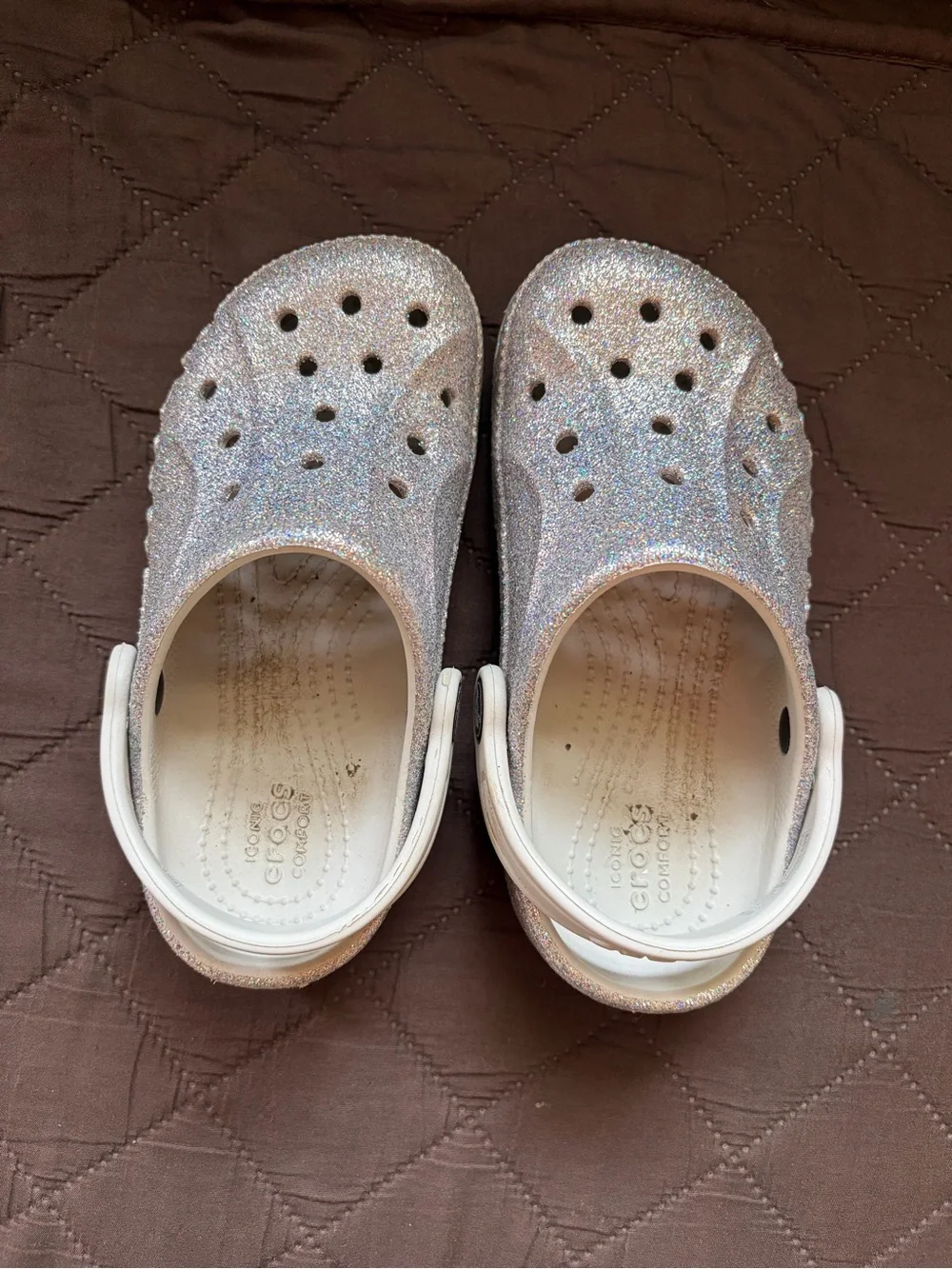 CROCS Kids Glitter Classic Clog in Silver Sparkle